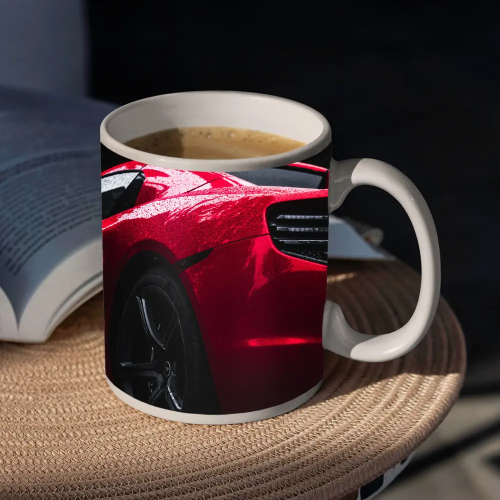 Red McLaren 650S Wet Dark Background – Mugs