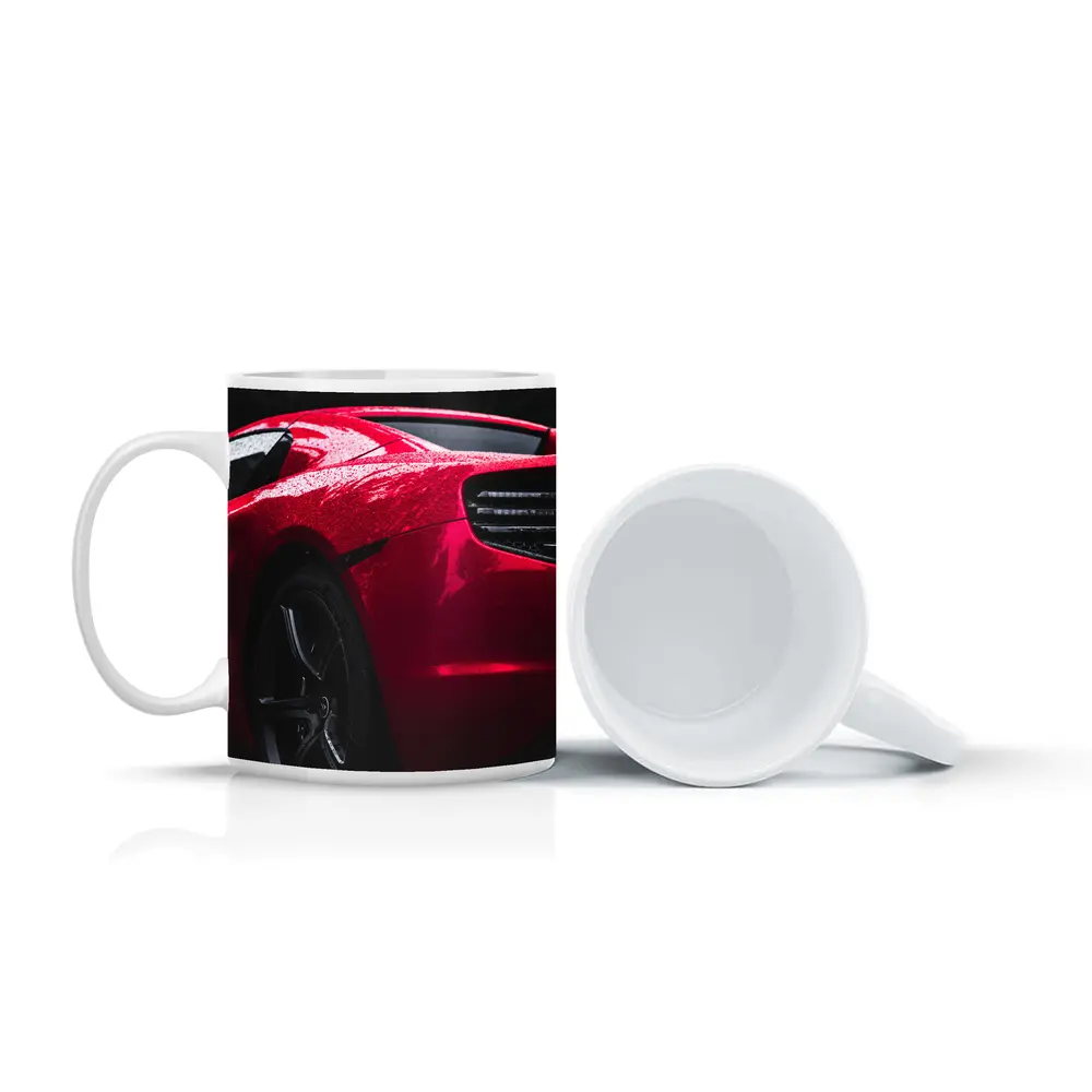 Red McLaren 650S Wet Dark Background – Mugs