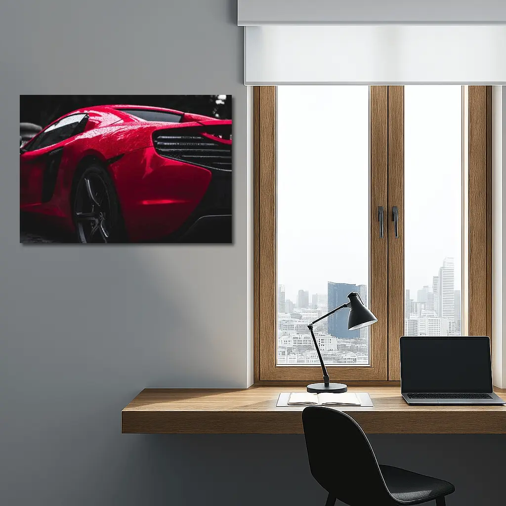 Red McLaren 650S Wet Dark Background – Wall Art