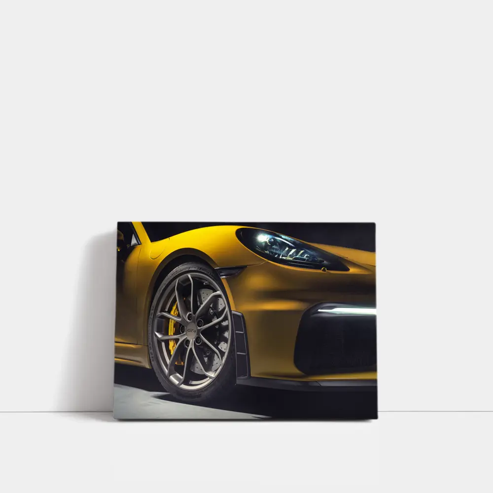 Porsche Cayman GT4 Yellow Studio Shot – Wall Art