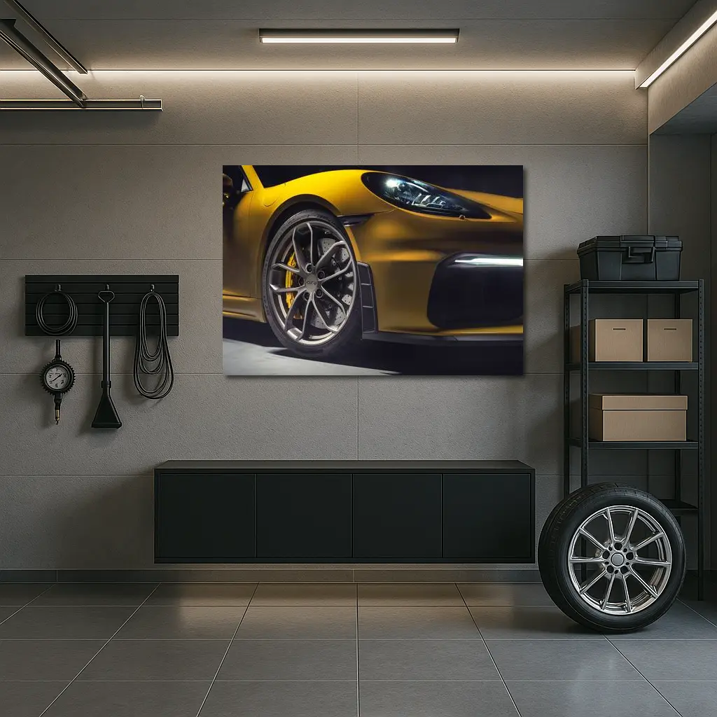 Porsche Cayman GT4 Yellow Studio Shot – Wall Art
