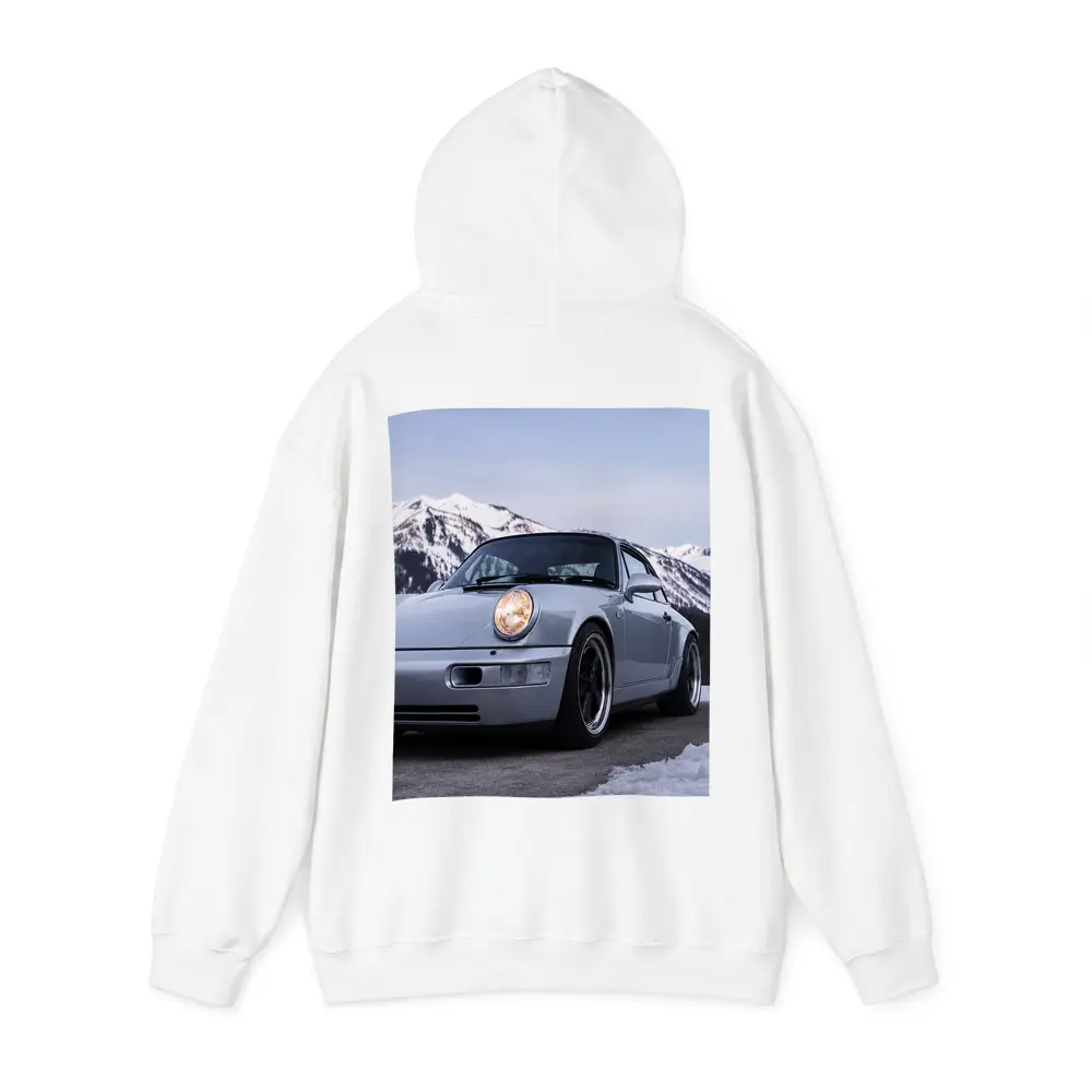 Porsche 911 Classic Silver Winter Mountain Scene – Hoodies
