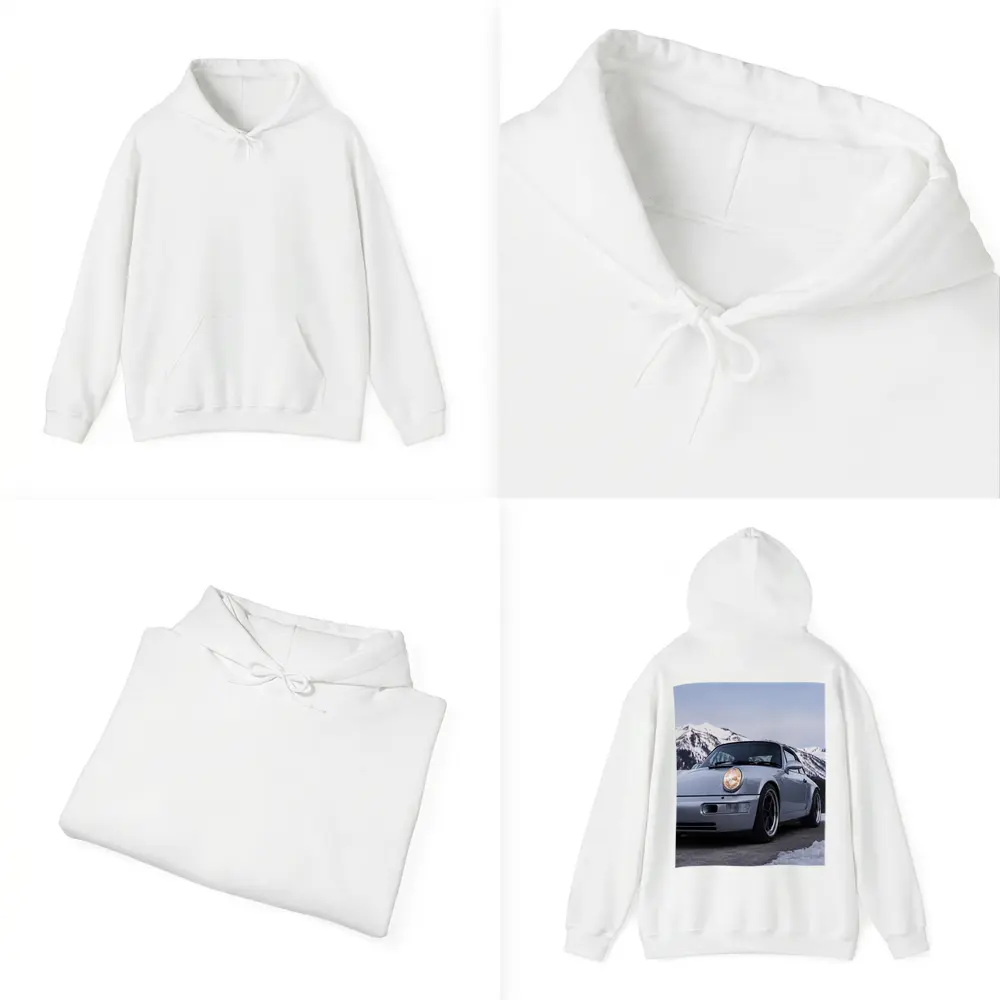Porsche 911 Classic Silver Winter Mountain Scene – Hoodies