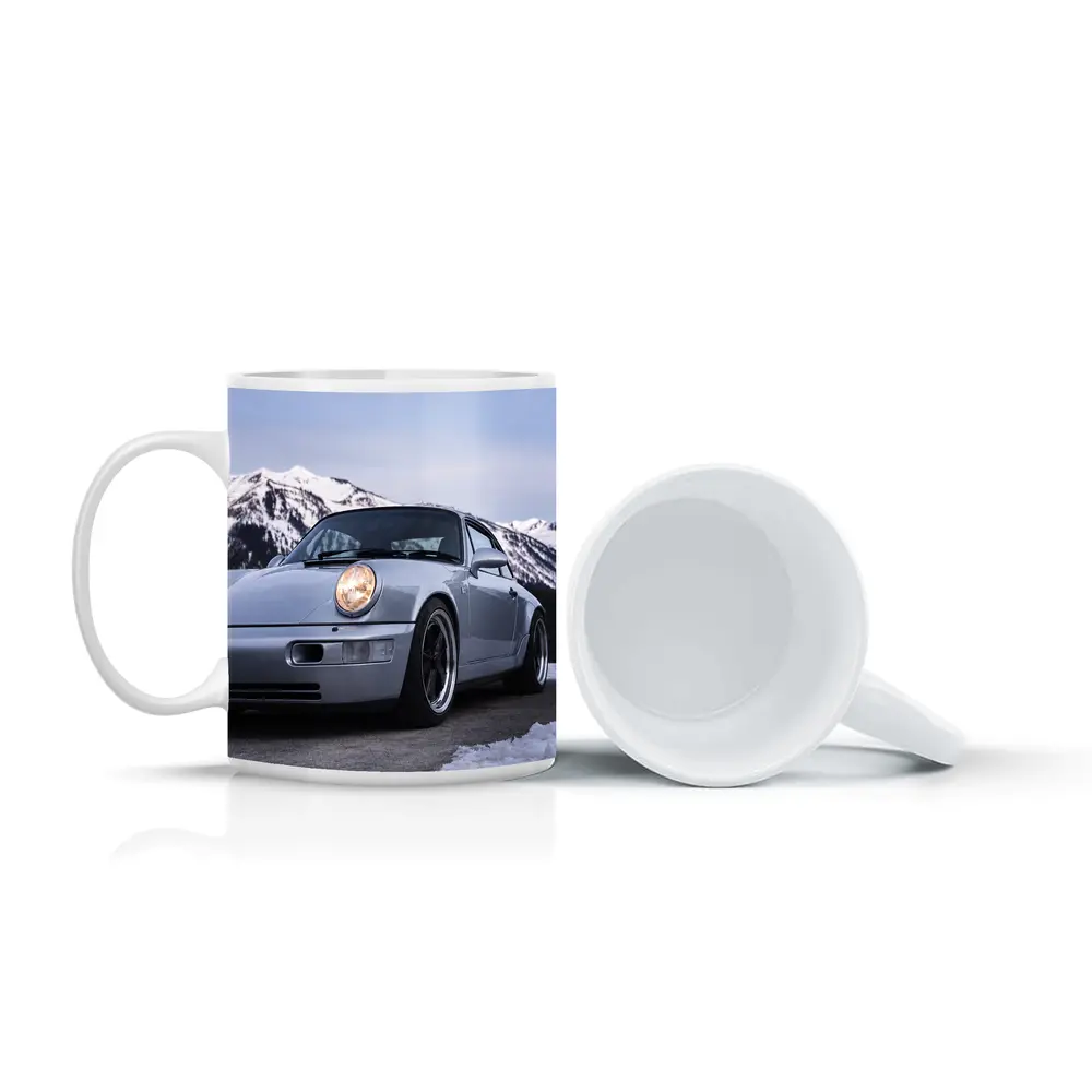 Porsche 911 Classic Silver Winter Mountain Scene – Mugs