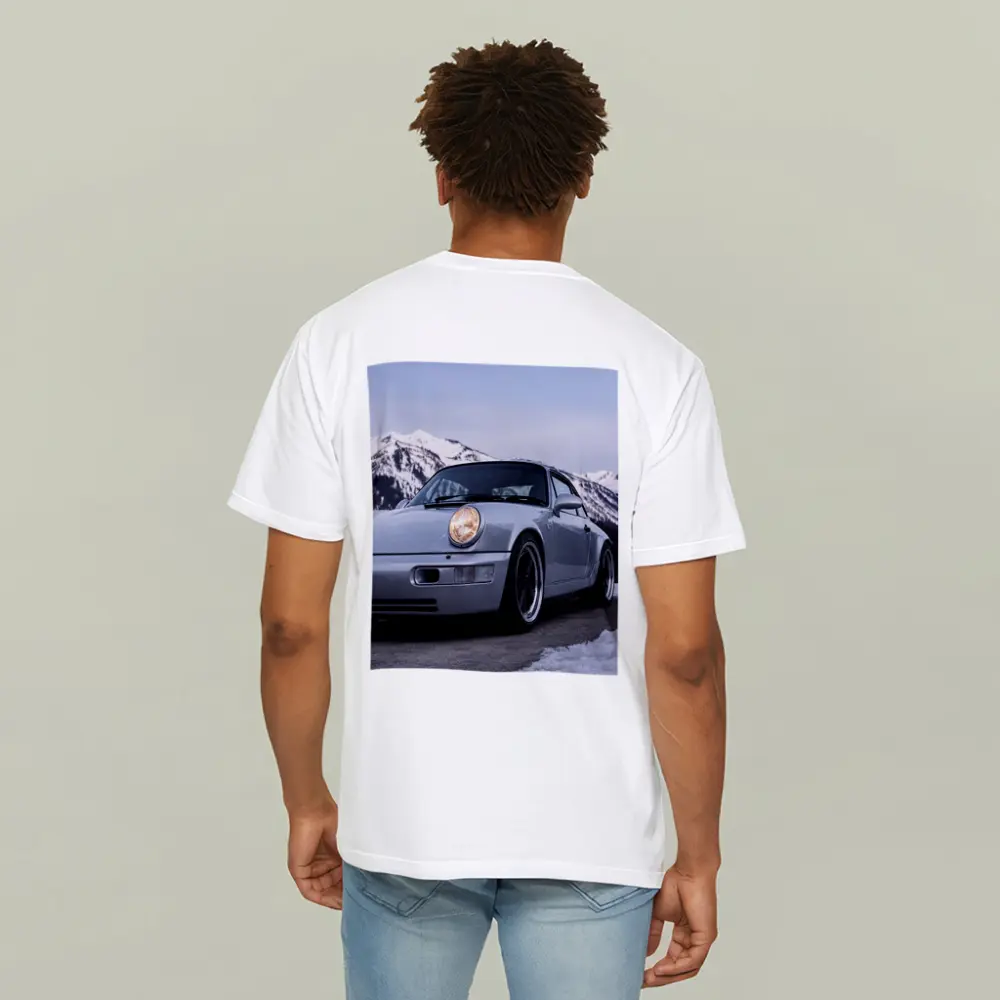 Porsche 911 Classic Silver Winter Mountain Scene – T-Shirts