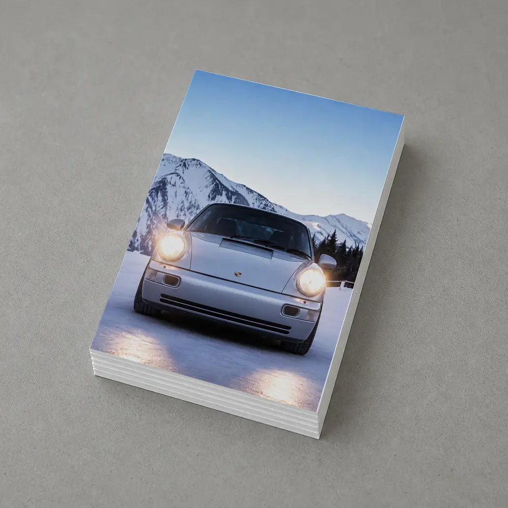 Porsche 911 Carrera RS Snowy Mountain Setting – Postcards