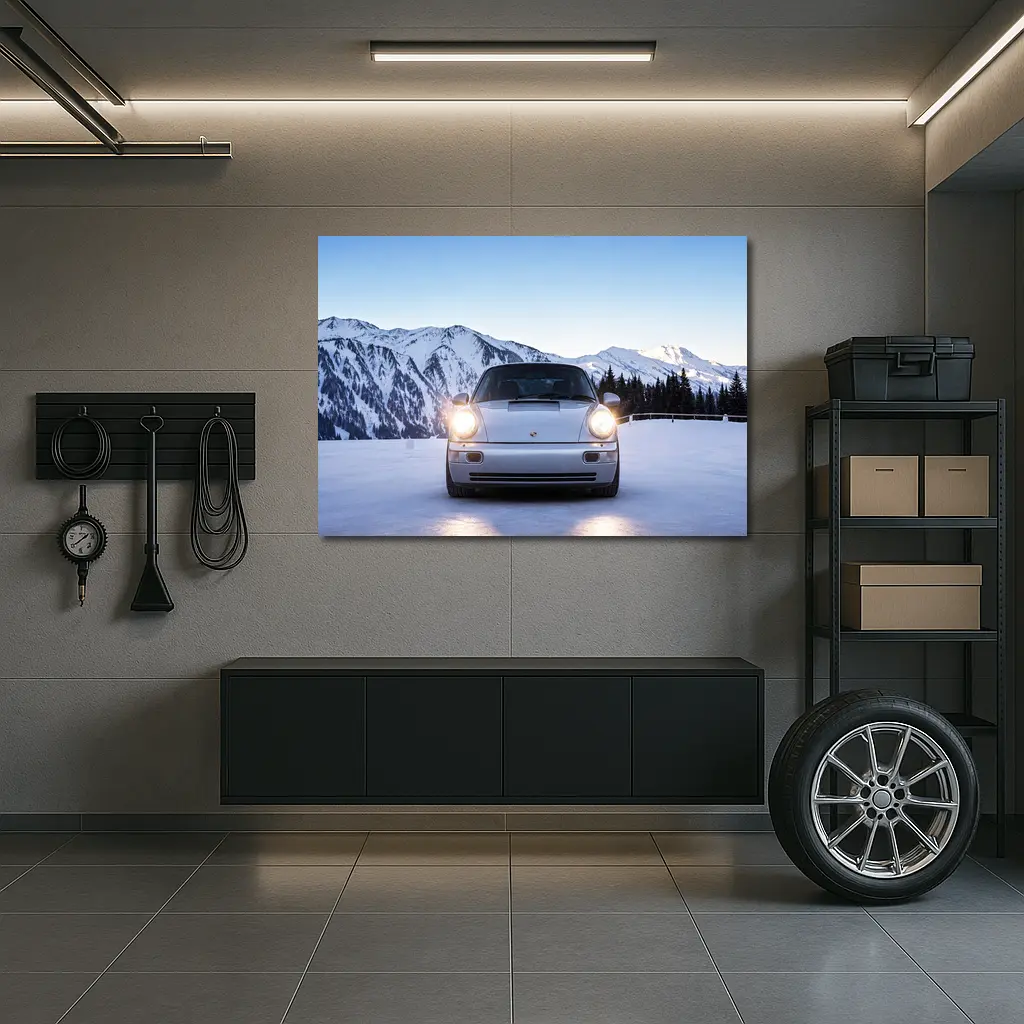Porsche 911 Carrera RS Snowy Mountain Setting – Wall Art