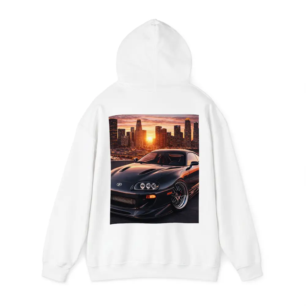 Toyota Supra Black Sports Car City Sunset – Hoodies