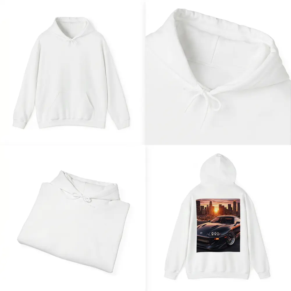 Toyota Supra Black Sports Car City Sunset – Hoodies