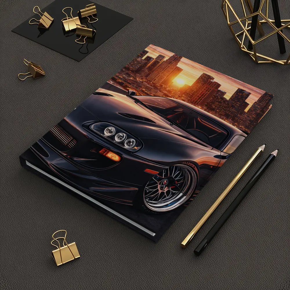 Toyota Supra Black Sports Car City Sunset – Notebooks
