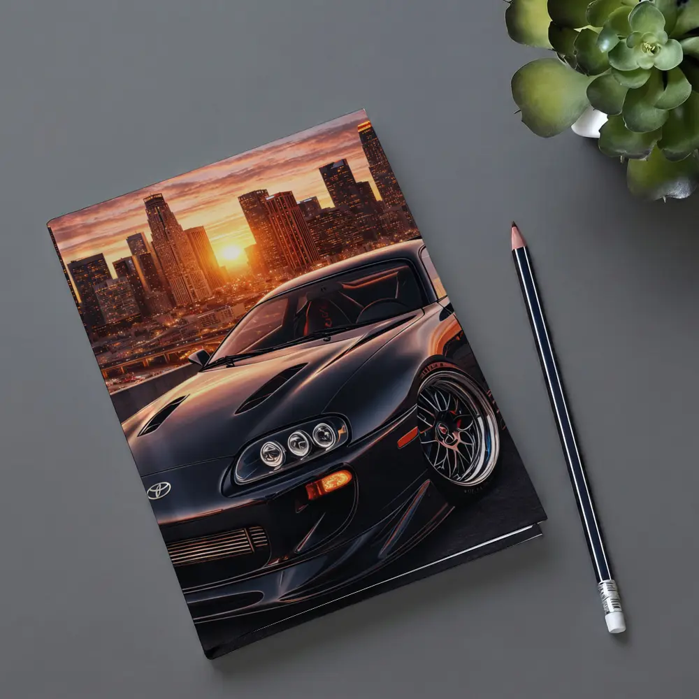 Toyota Supra Black Sports Car City Sunset – Notebooks