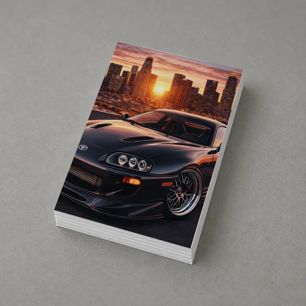 Toyota Supra Black Sports Car City Sunset – Postcards