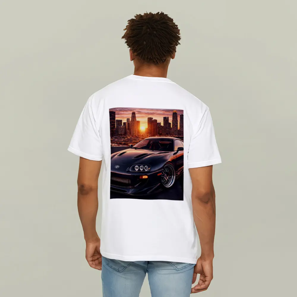Toyota Supra Black Sports Car City Sunset – T-Shirts