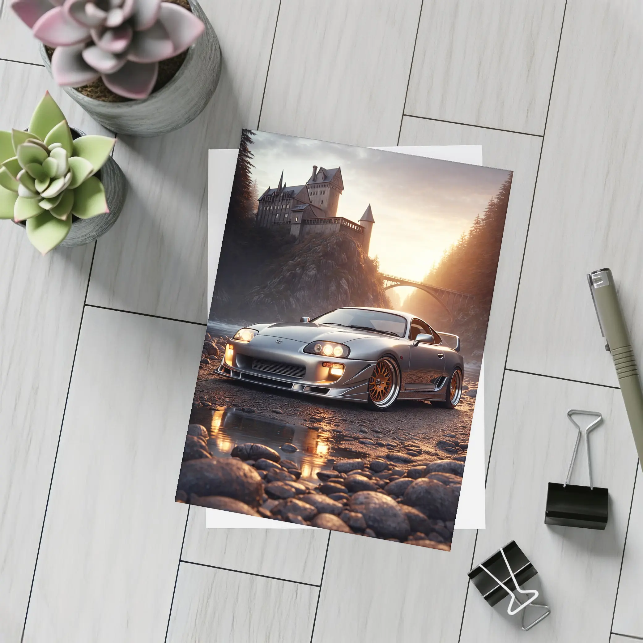 Toyota Supra MK IV Castle Sunset Scene – Postcards