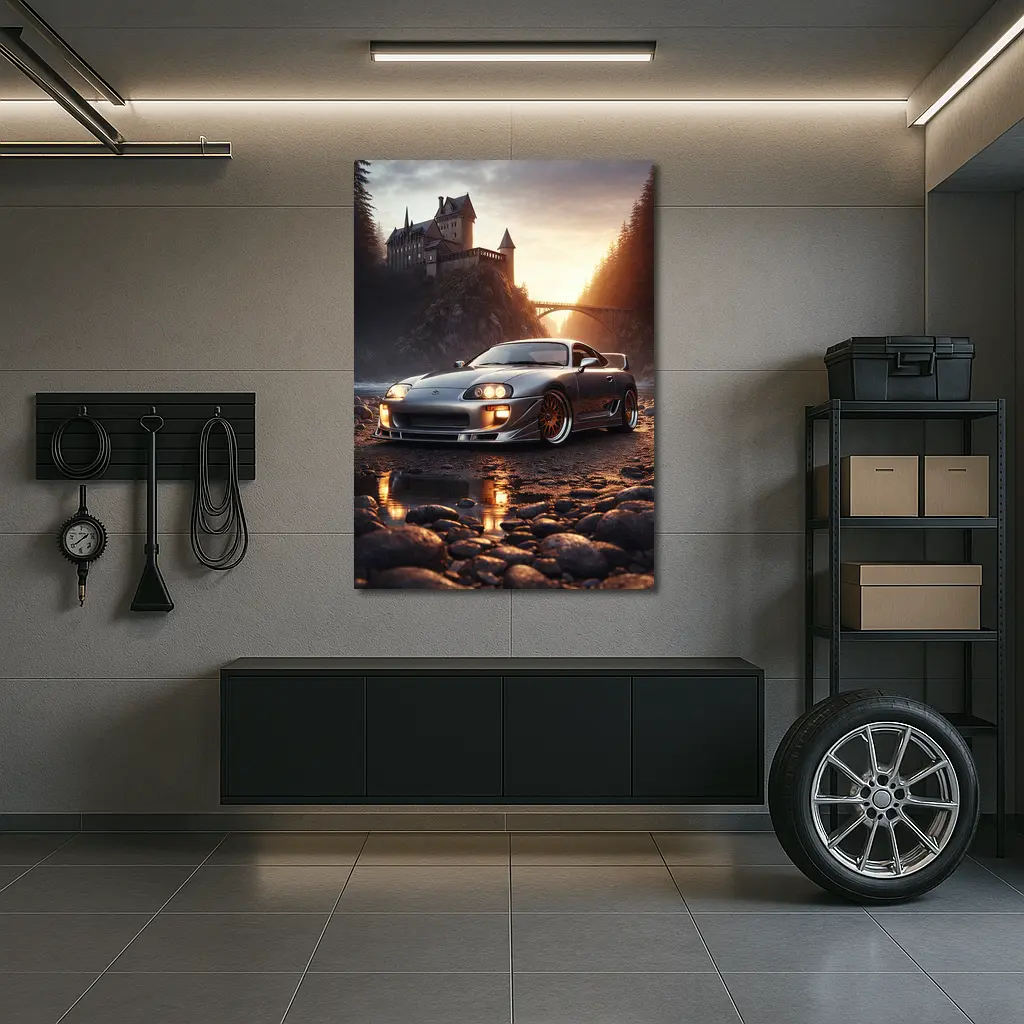 Toyota Supra MK IV Castle Sunset Scene – Wall Art