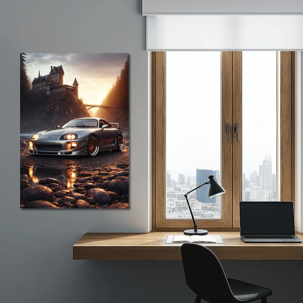 Toyota Supra MK IV Castle Sunset Scene – Wall Art