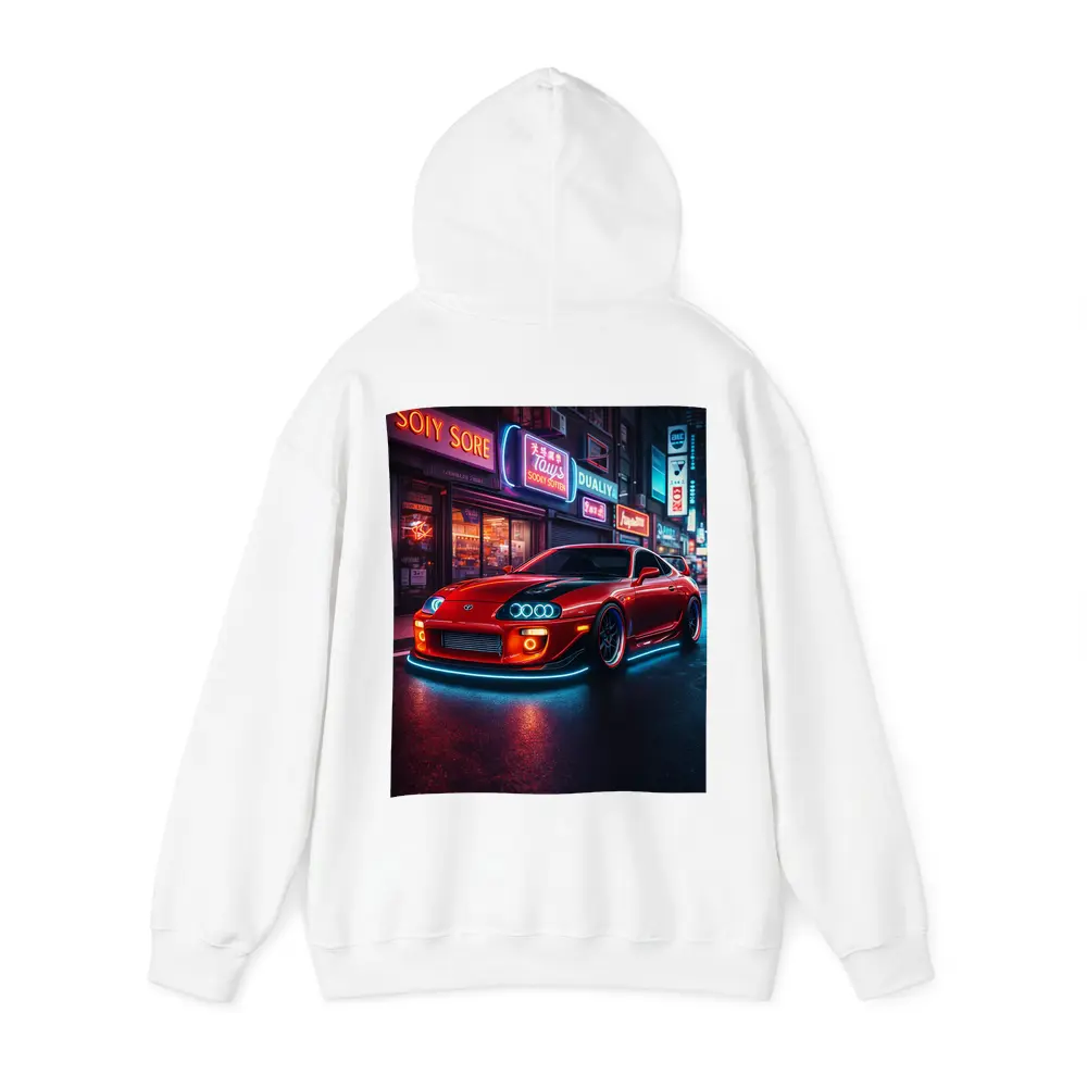 Toyota Supra Red Neon City Night Street – Hoodies
