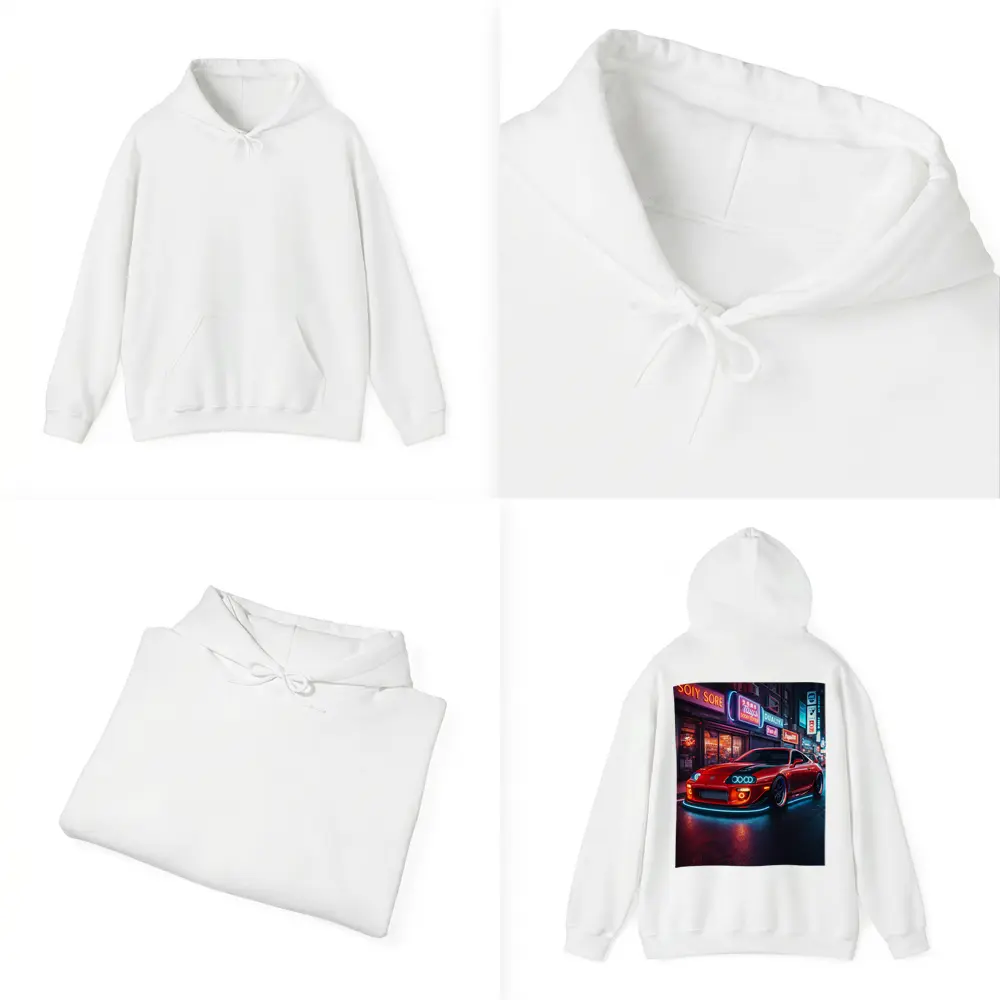 Toyota Supra Red Neon City Night Street – Hoodies