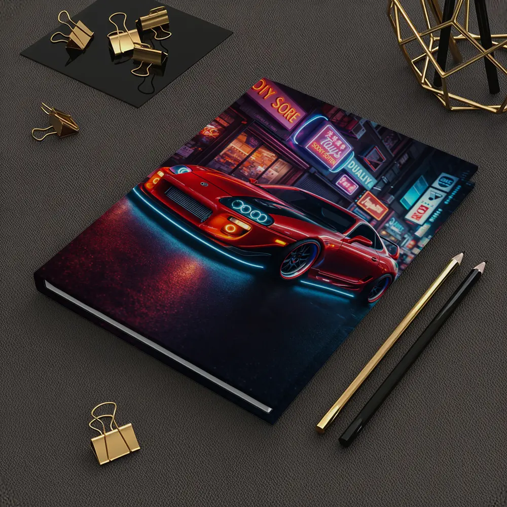 Toyota Supra Red Neon City Night Street – Notebooks