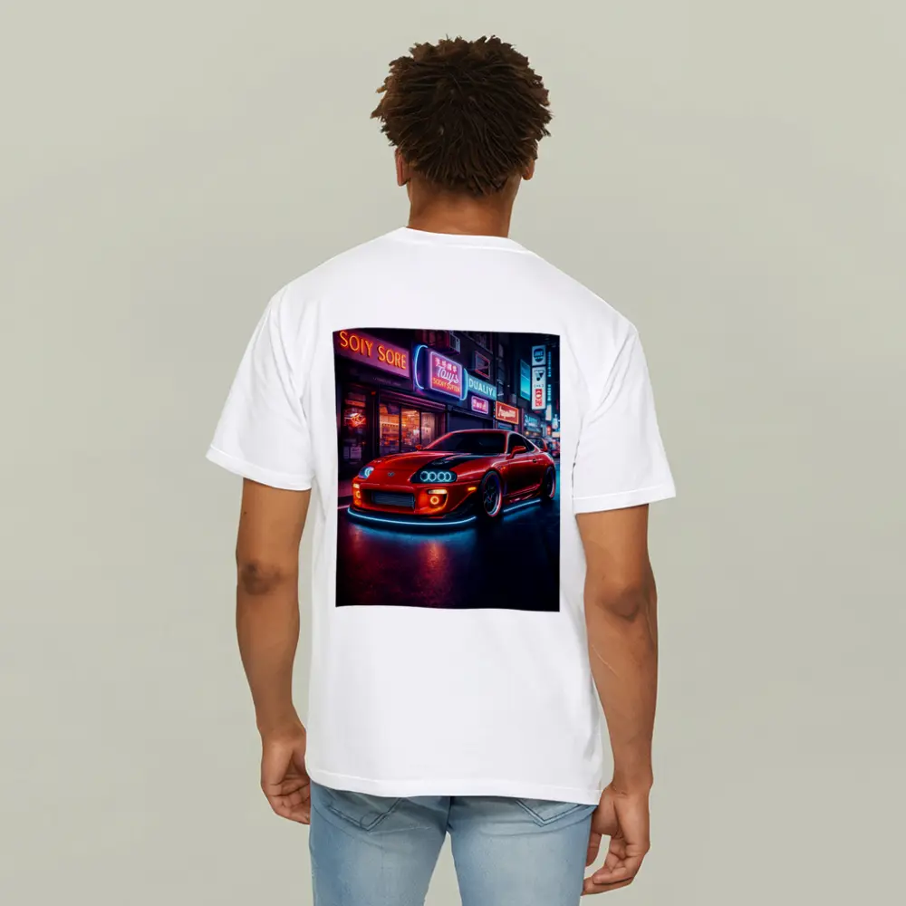 Toyota Supra Red Neon City Night Street – T-Shirts