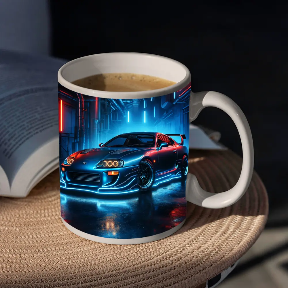 Toyota Supra Neon Glow Industrial Garage – Mugs