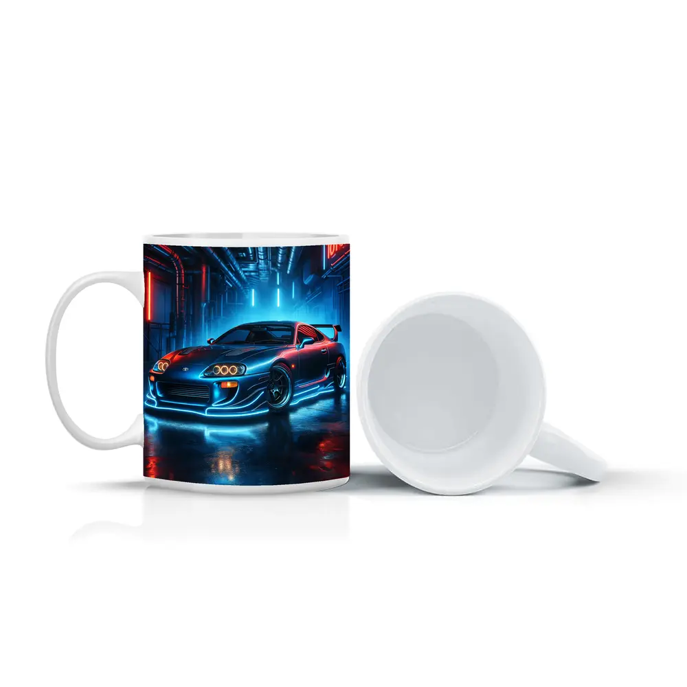 Toyota Supra Neon Glow Industrial Garage – Mugs