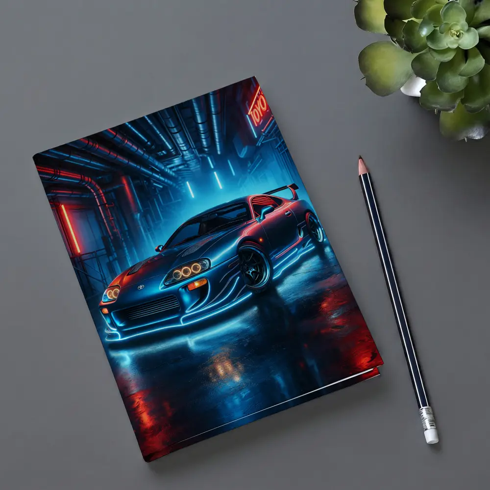 Toyota Supra Neon Glow Industrial Garage – Notebooks