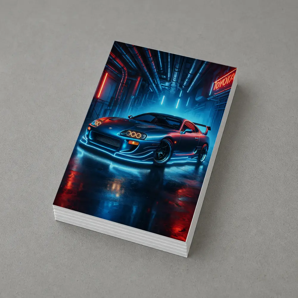 Toyota Supra Neon Glow Industrial Garage – Postcards
