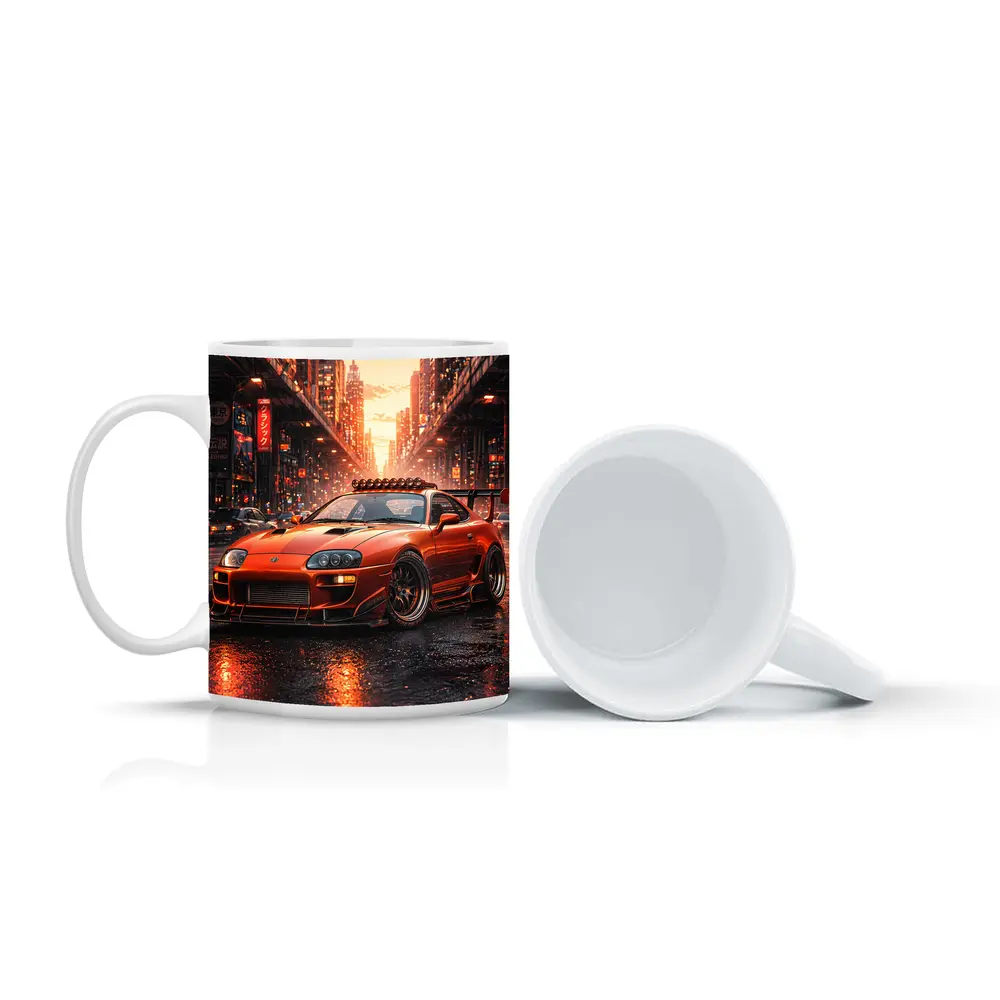Toyota Supra Orange JDM City Sunset Street – Mugs