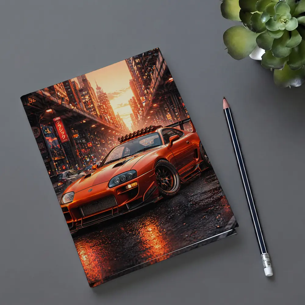 Toyota Supra Orange JDM City Sunset Street – Notebooks