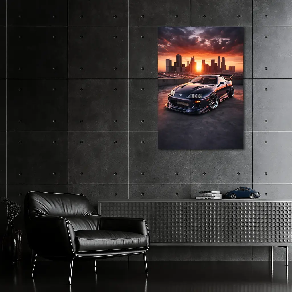 Toyota Supra MK IV City Sunset – Wall Art
