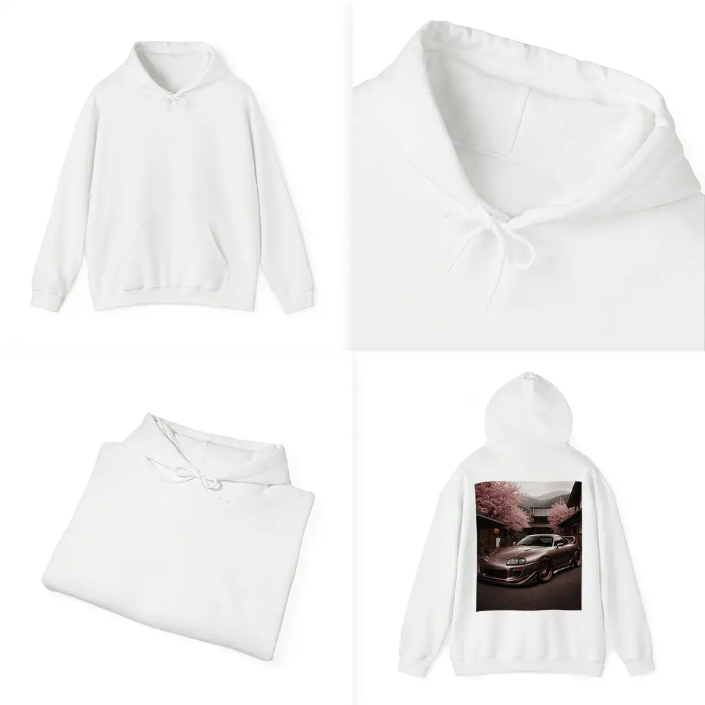 Toyota Supra Cherry Blossom Japanese Courtyard – Hoodies