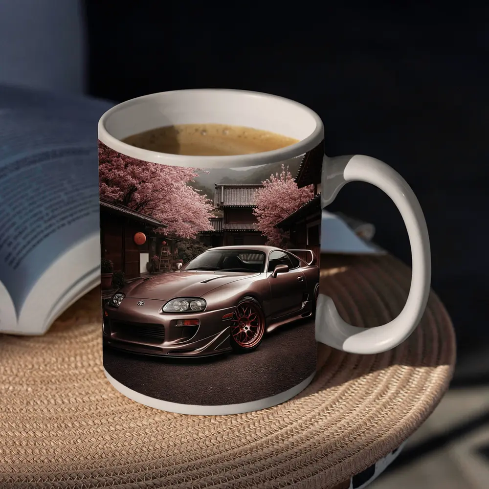 Toyota Supra Cherry Blossom Japanese Courtyard – Mugs