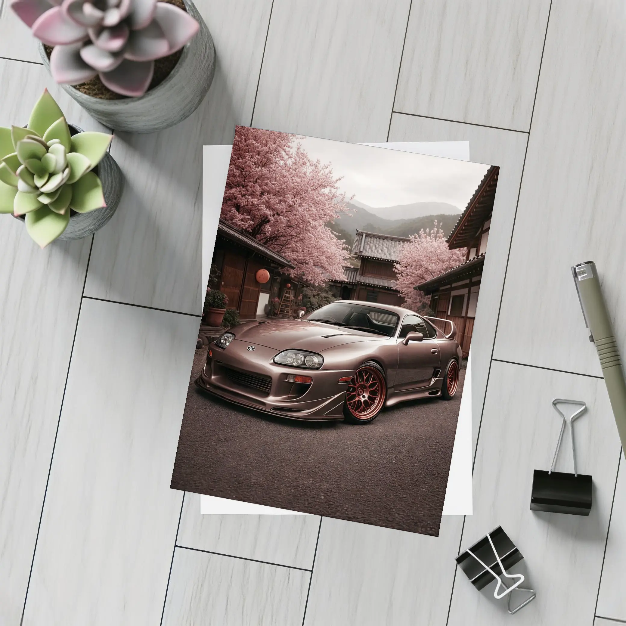 Toyota Supra Cherry Blossom Japanese Courtyard – Postcards