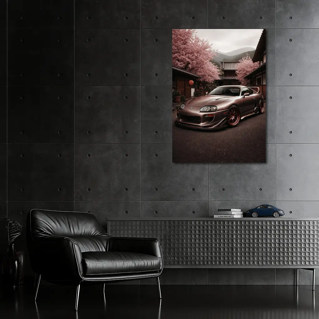 Toyota Supra Cherry Blossom Japanese Courtyard – Wall Art