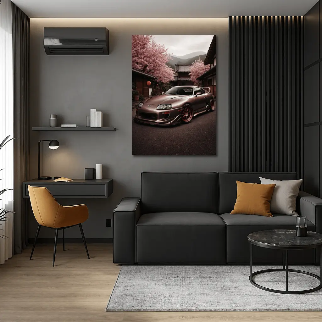 Toyota Supra Cherry Blossom Japanese Courtyard – Wall Art