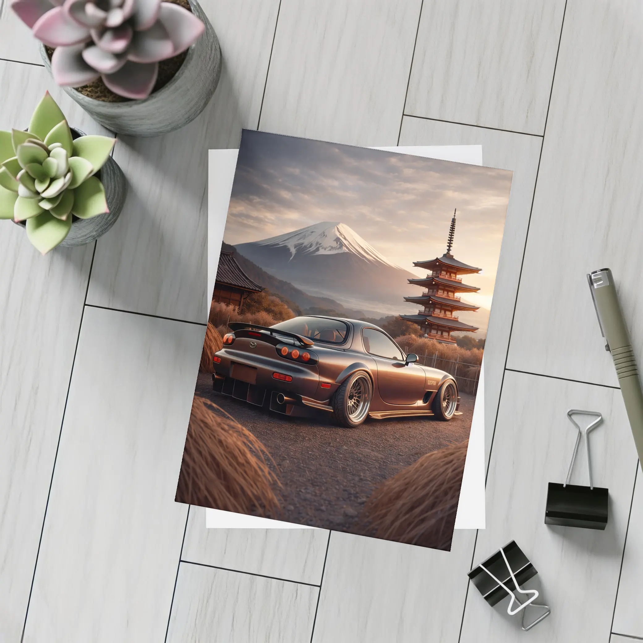 Mazda RX7 Mount Fuji Japan Pagoda – Postcards