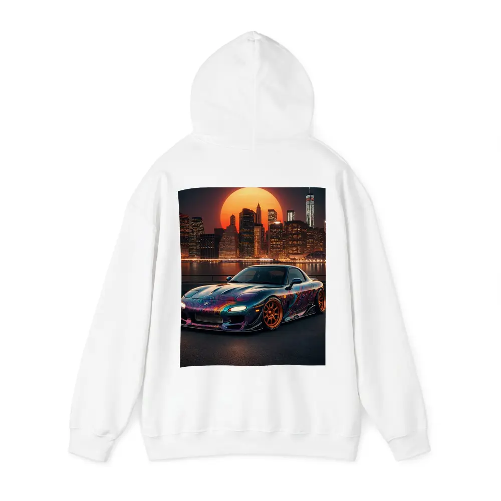 Mazda RX7 Custom Paint City Night Skyline – Hoodies