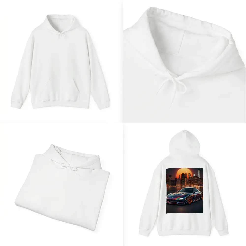 Mazda RX7 Custom Paint City Night Skyline – Hoodies