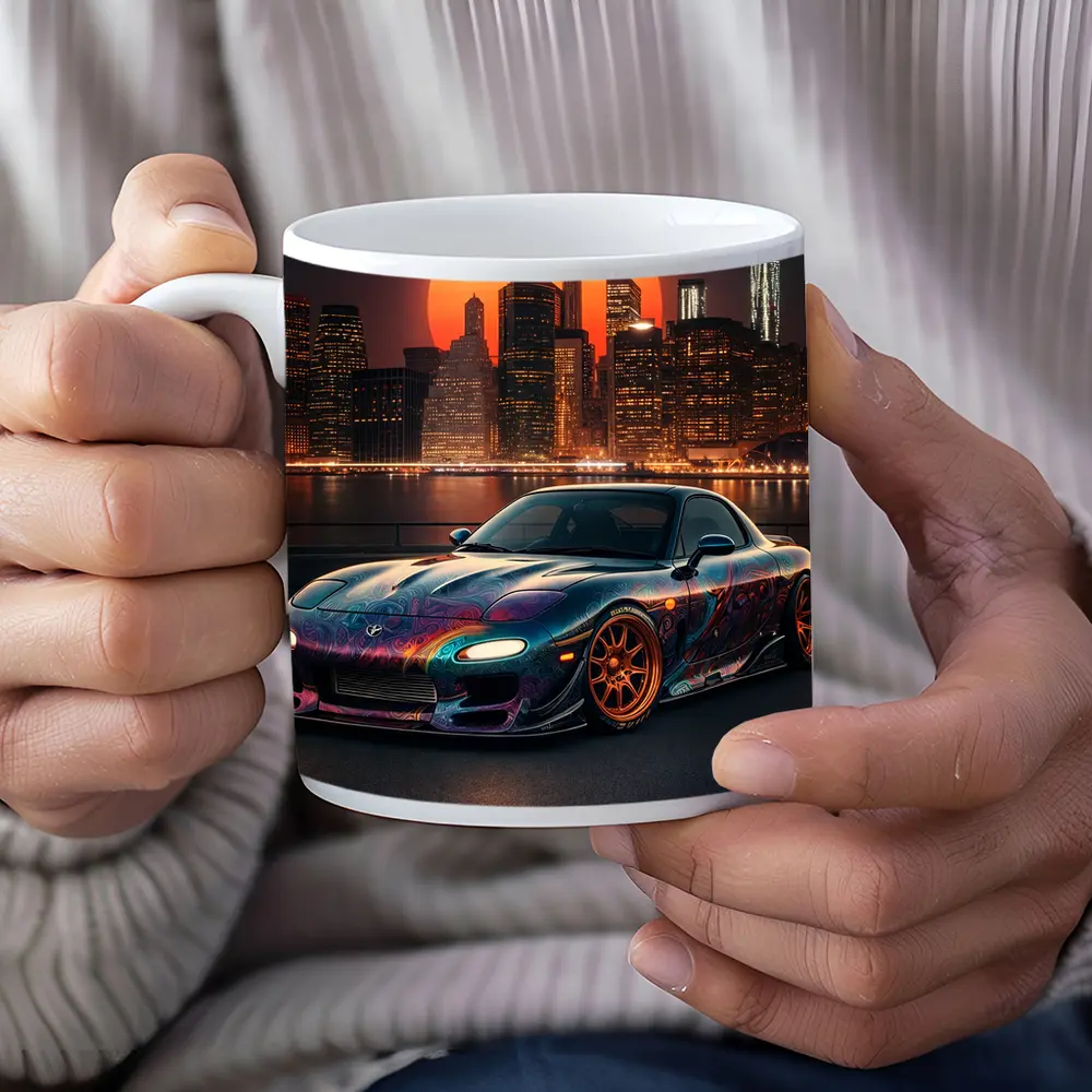 Mazda RX7 Custom Paint City Night Skyline – Mugs