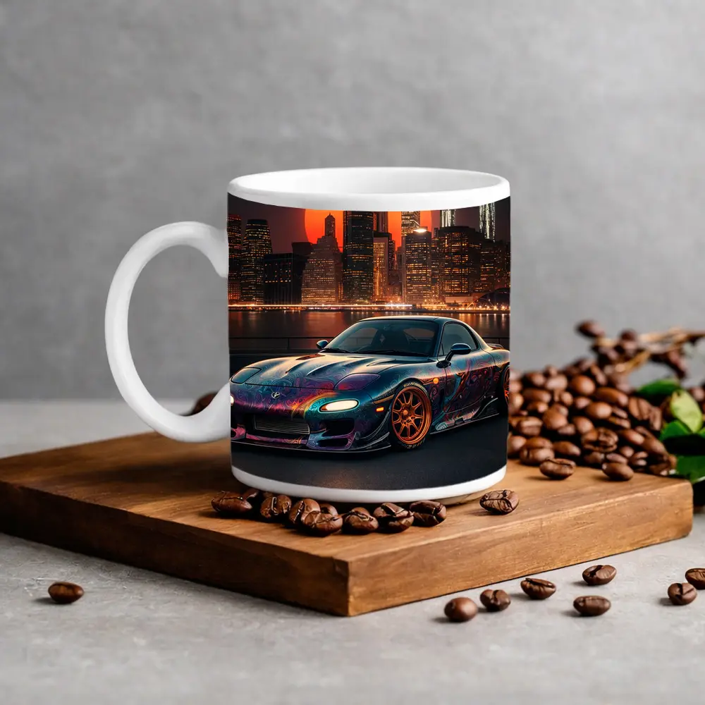 Mazda RX7 Custom Paint City Night Skyline – Mugs