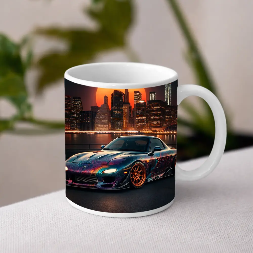 Mazda RX7 Custom Paint City Night Skyline – Mugs