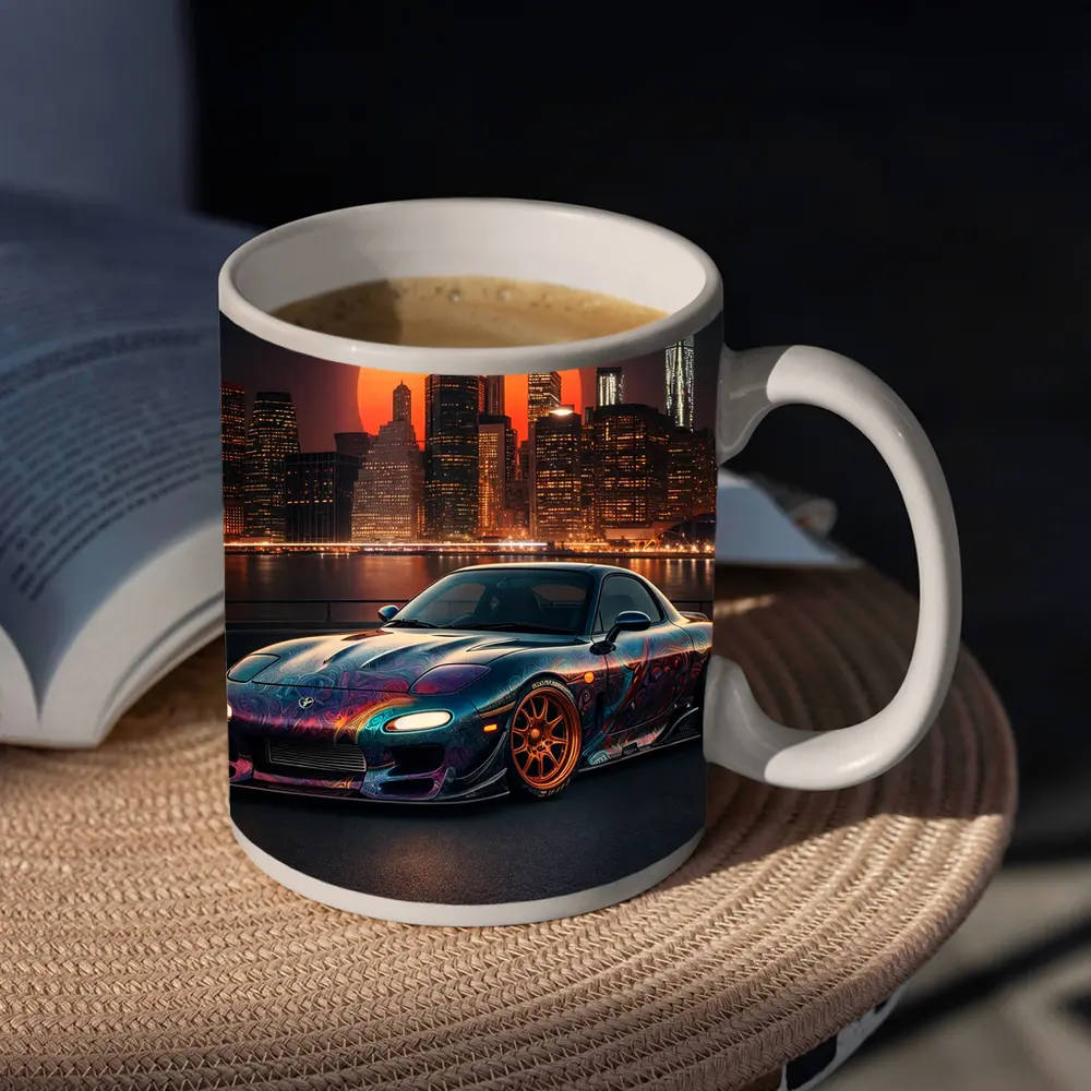 Mazda RX7 Custom Paint City Night Skyline – Mugs