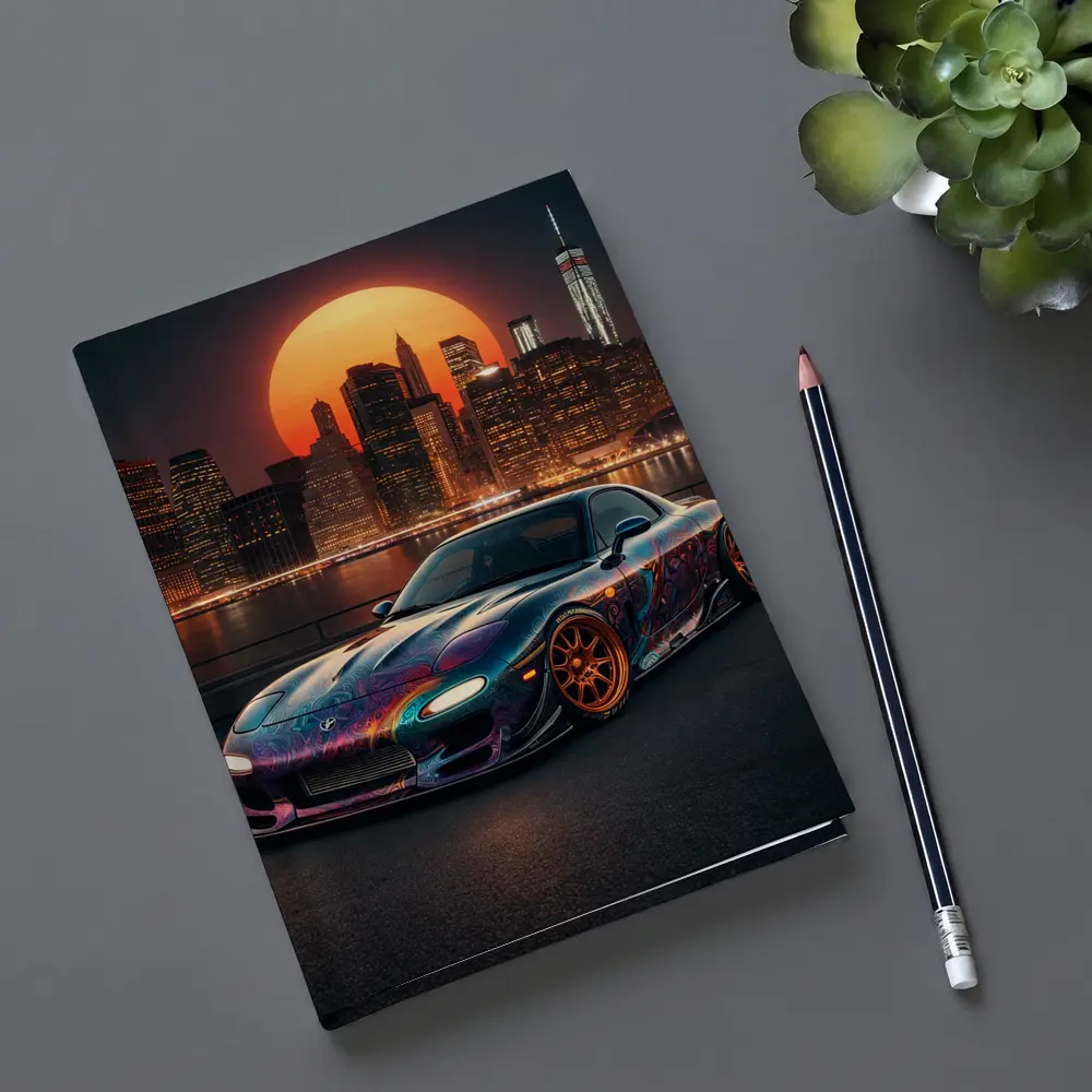 Mazda RX7 Custom Paint City Night Skyline – Notebooks