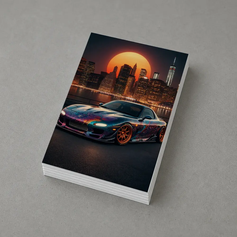 Mazda RX7 Custom Paint City Night Skyline – Postcards
