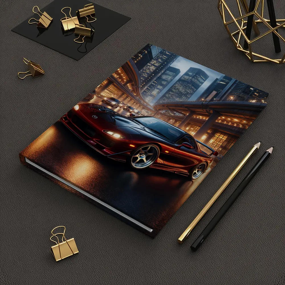 Mazda RX7 Red Sports Car City Night – Notebooks