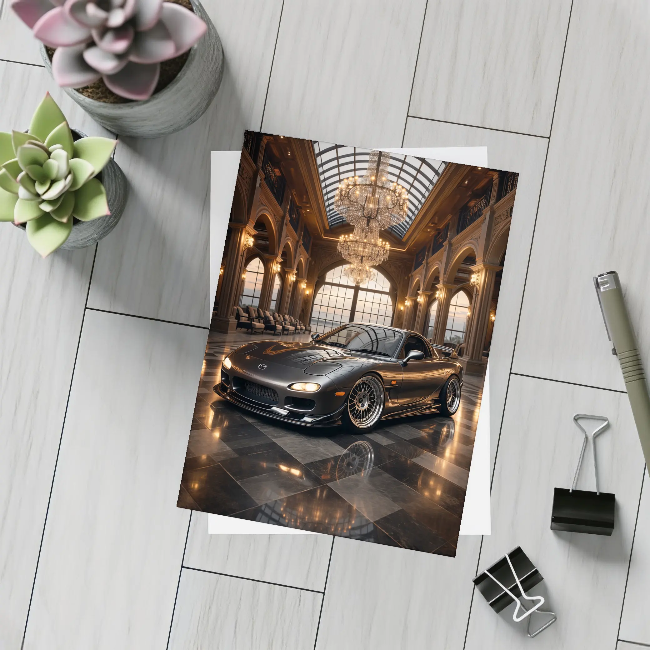 Mazda RX7 Black Sports Car Grand Hall – Postcards