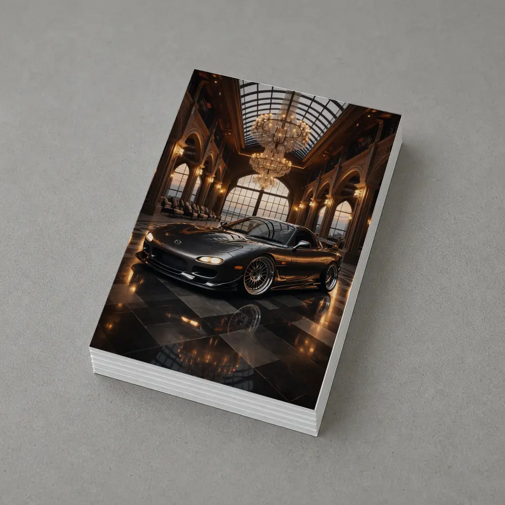 Mazda RX7 Black Sports Car Grand Hall – Postcards