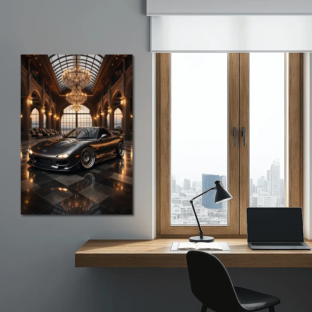 Mazda RX7 Black Sports Car Grand Hall – Wall Art