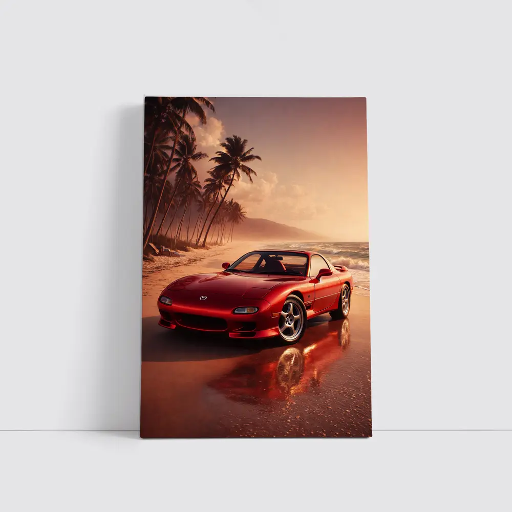 Mazda RX Seven Red Beach Sunset – Wall Art